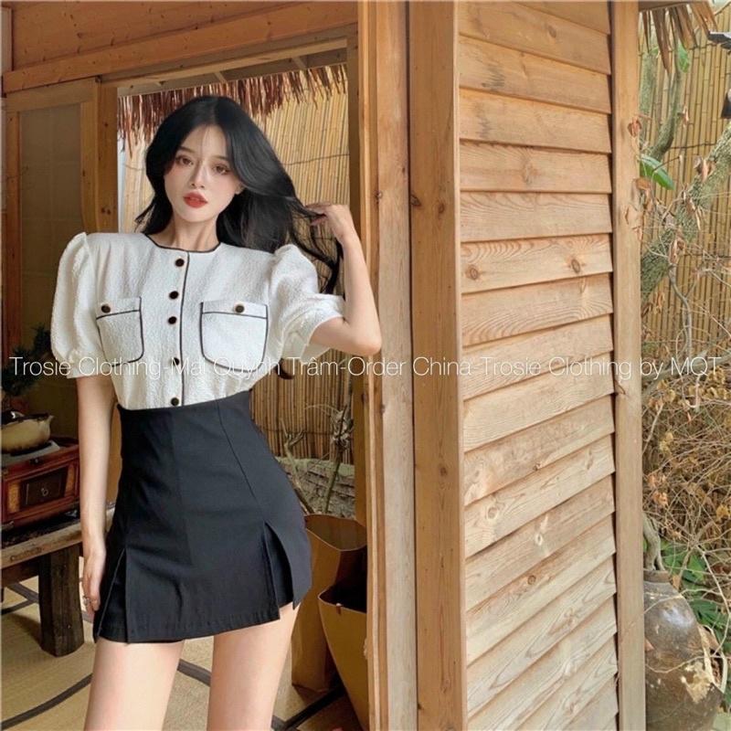 Chân váy chữ A xẻ cạnh 2 bên chất tuyết mưa