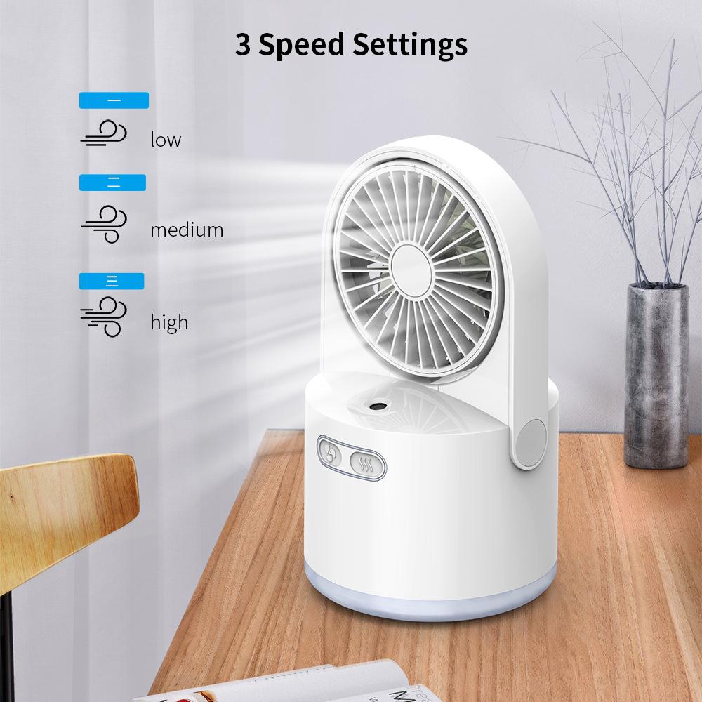 Quạt phun sương mini tạo ẩm dung tích 300ml để bàn, có đèn LED