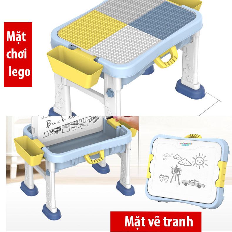 Bàn học và bàn chơi lắp ghép khối  đa chức năng 8 trong 1 Bằng nhựa ABS an toàn