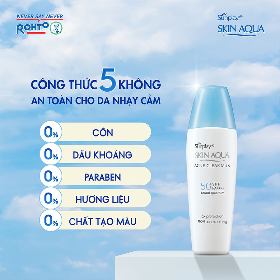 Kem chống nắng Skin Aqua cho da mụn, dạng sữa dùng hàng ngày Sunplay Skin Aqua Acne Clear Eco Việt Nam SPF 50, PA++++ 25g