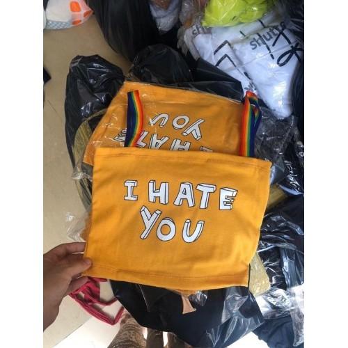 Áo 2 dây cầu vòng from croptop in chữ