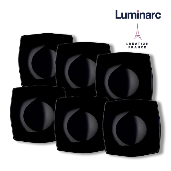 Bộ 6  Đĩa Thuỷ Tinh Luminarc Quadrato Đen 19cm - LUQUH3670