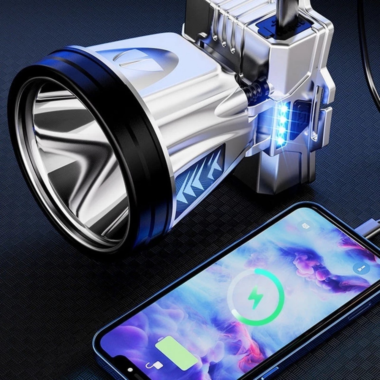 Đèn Pin Đội Đầu Siêu Sáng Hàng Cao Cấp Loại Tốt: Pin Cực Trâu ,  Có Thể Sạc Lại Cho Điện Thoại - Bảo Hành 12 Tháng
