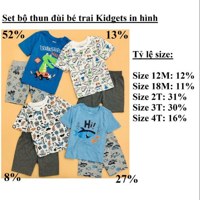 Set bộ thun đùi bé trai Kidgets