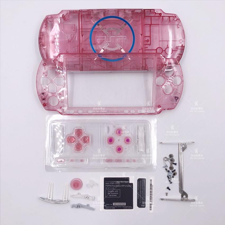 Miễn phí vận chuyển Pha Lê Màu Sắc Cho PSP3000 PSP 3000 3004 Tay Cầm Chơi Game Vỏ Thay Thế Toàn Bộ Vỏ Vỏ Có Bộ Nút Màu sắc: hồng trong