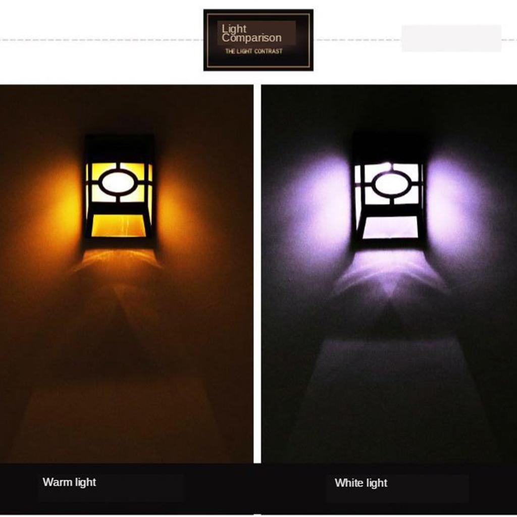 2Pcs LED Solar Power Wall Light Warm Light for Outdoor Patio Garden Yard