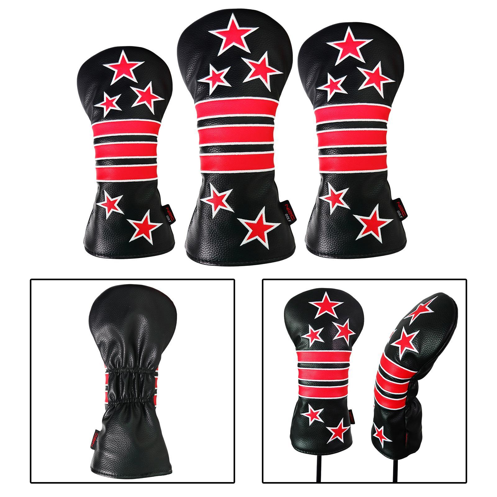 6x PU Golf Wood Headcover Club Drivers Head Covers Club Covers