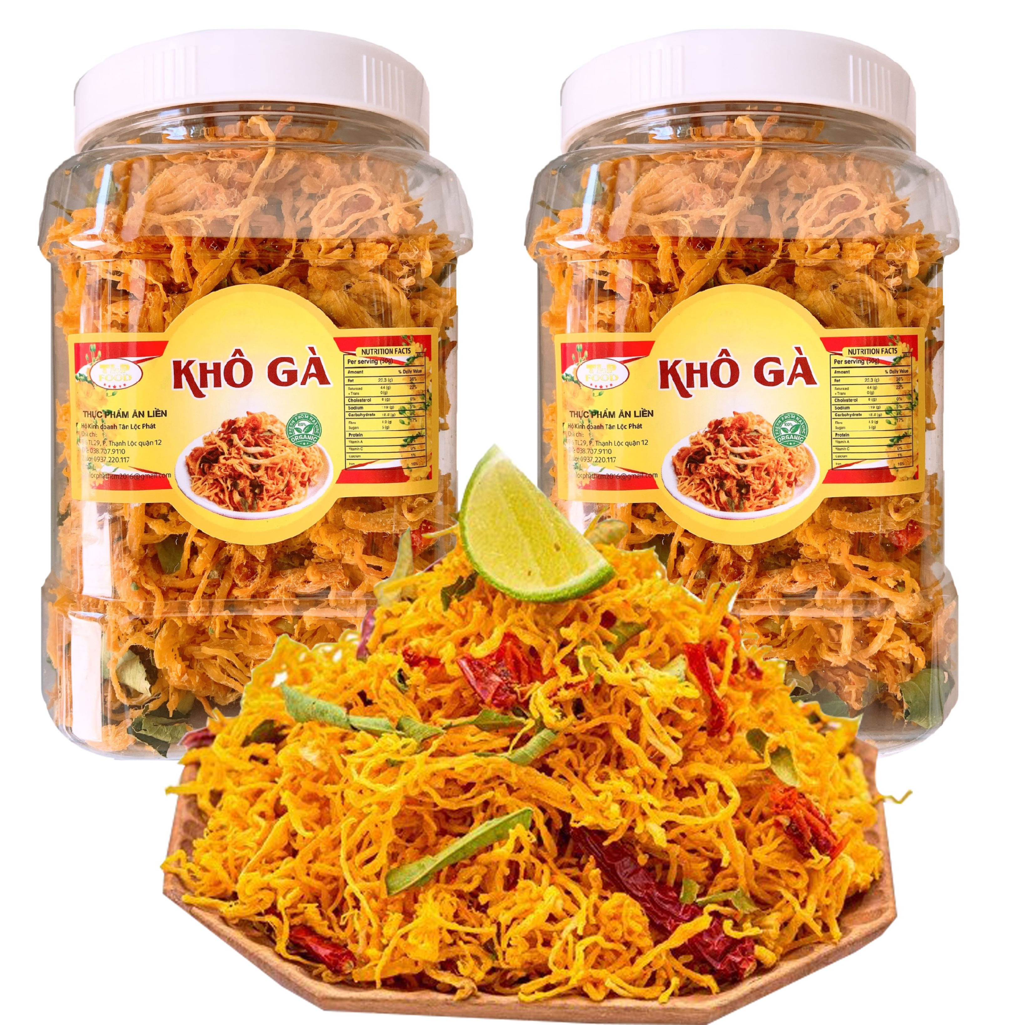 KHÔ GÀ LÁ CHANH TÂN LỘC PHÁT COMBO 1KG - MỖI HŨ 500G