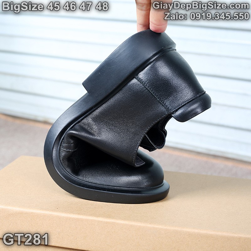 Giày tây công sở (da thật, đế mềm êm, mũi tròn) cỡ lớn 45 46 47 48 cho nam chân to. Big size leather shoes for wide feet