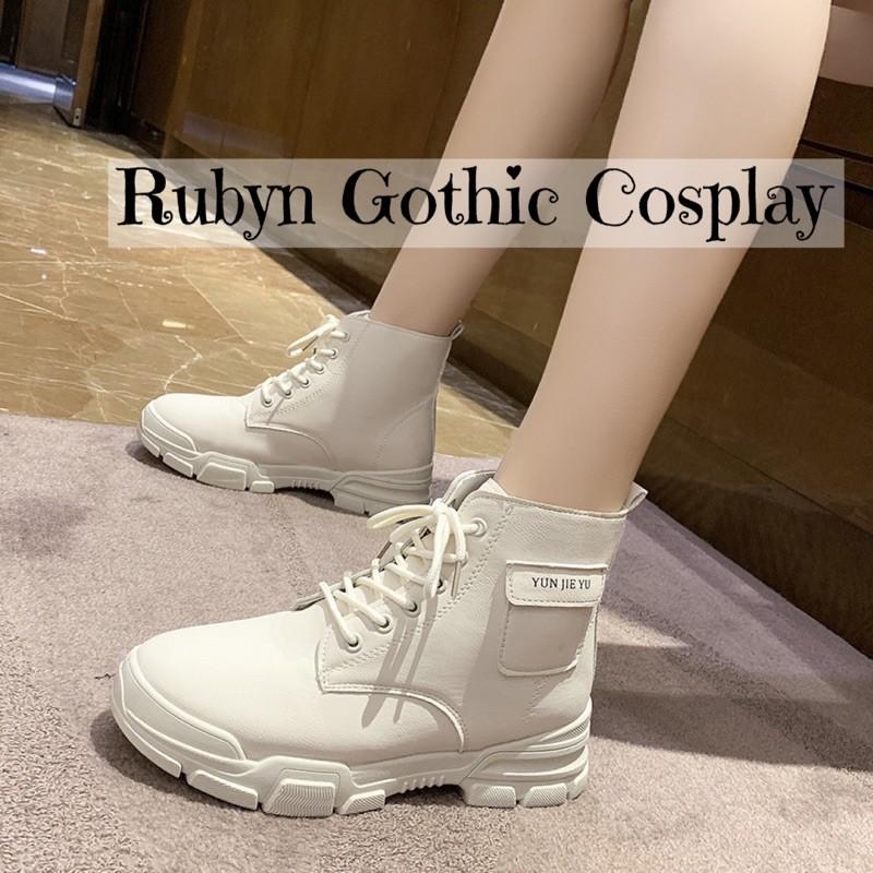 Giày Boots Chiến Binh Cổ Lửng Hàn Quốc Jie Yu 2 màu đen, trắng sữa ( Size 35 - 40)