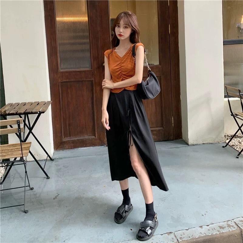 Chân Váy Nữ Chân Váy Đen Xẻ Nơ Điệu Đà Siêu Xinh 593