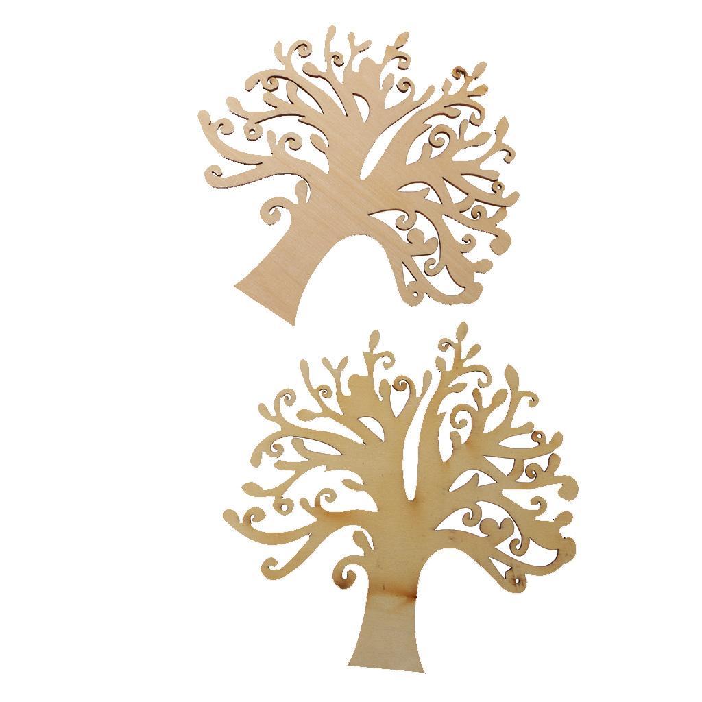 10 Pieces Unpainted Blank Wood Wooden Tree Embellishments for DIY Crafts