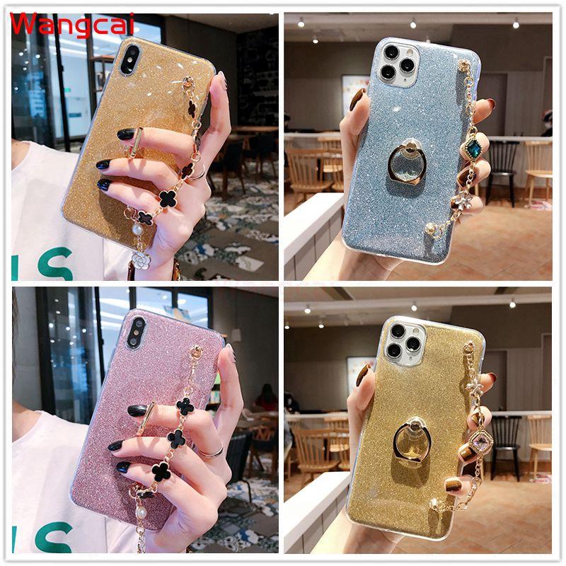 Ốp điện thoại kim tuyến kèm dây đeo và giá đỡ cho iPhone 11 Pro Max 6.1 5.8 6.5 XS Max XR X