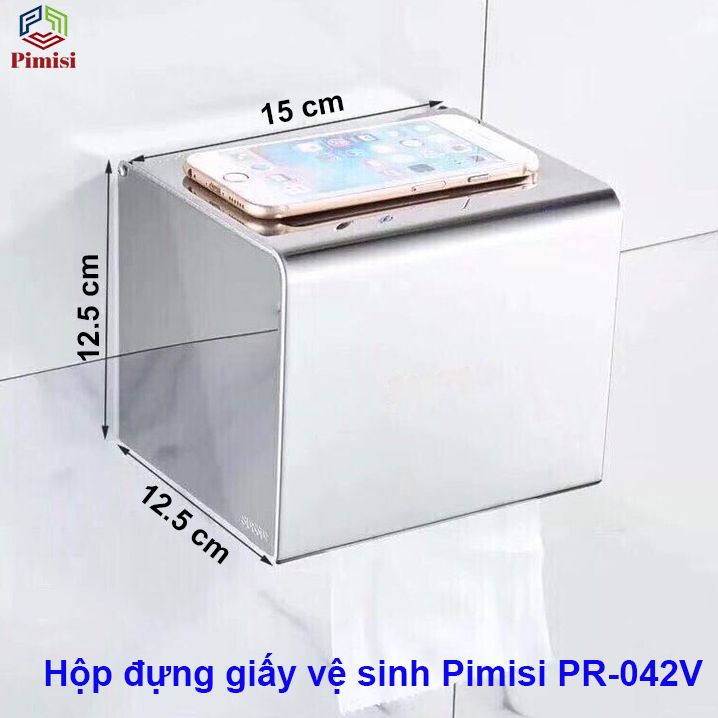 Hộp Đựng Giấy Vệ Sinh INOX 304 Pimisi PR-042V Nắp Đậy Kín Chống Nước Cho Giấy - Hàng Chính Hãng