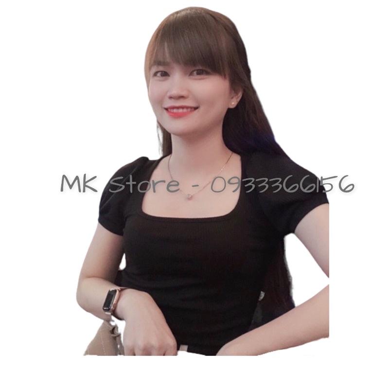 Áo Thun Croptop Tay Phồng Cổ Vuông