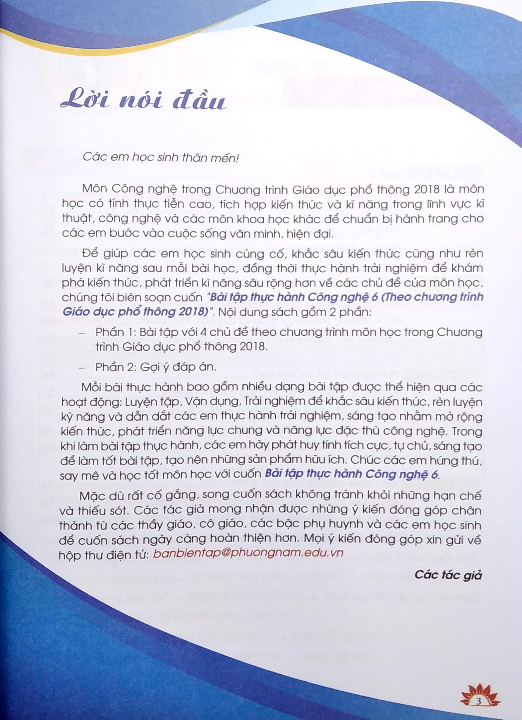 Bài Tập Thực Hành Công Nghệ Lớp 6 (Theo Chương Trình Giáo Dục Phổ Thông 2018)