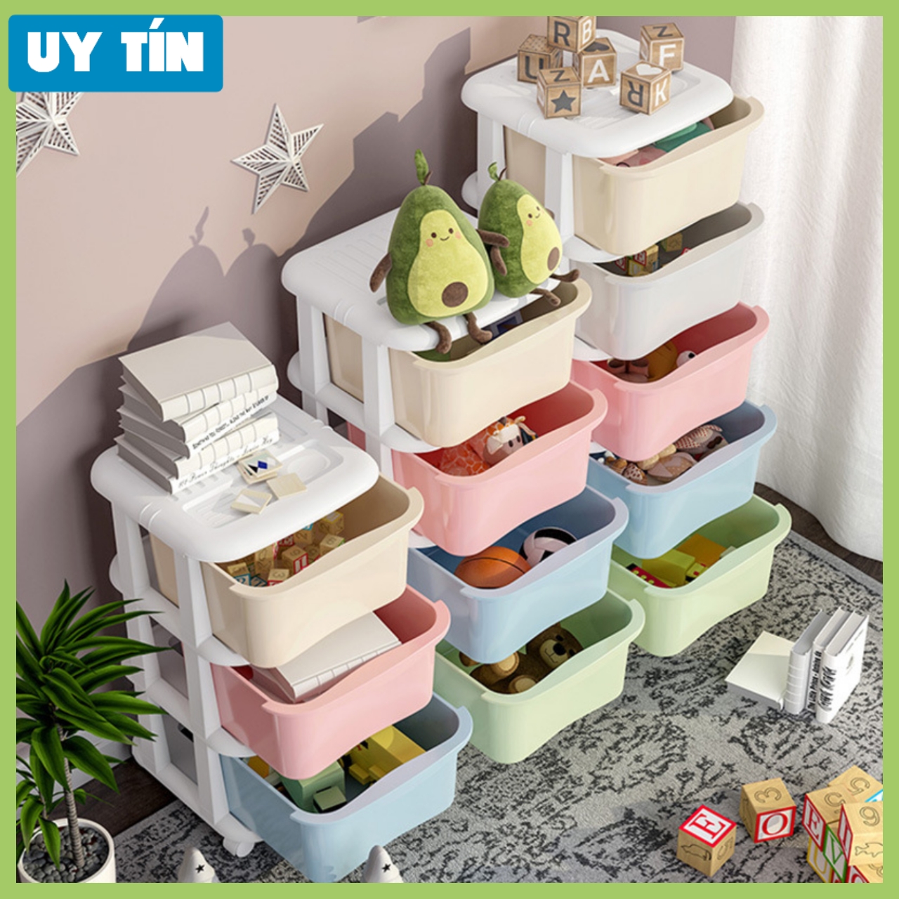 Tủ Nhựa Đựng Quần Áo Xếp Gọn Có Bánh Xe 3/4/5 Tầng