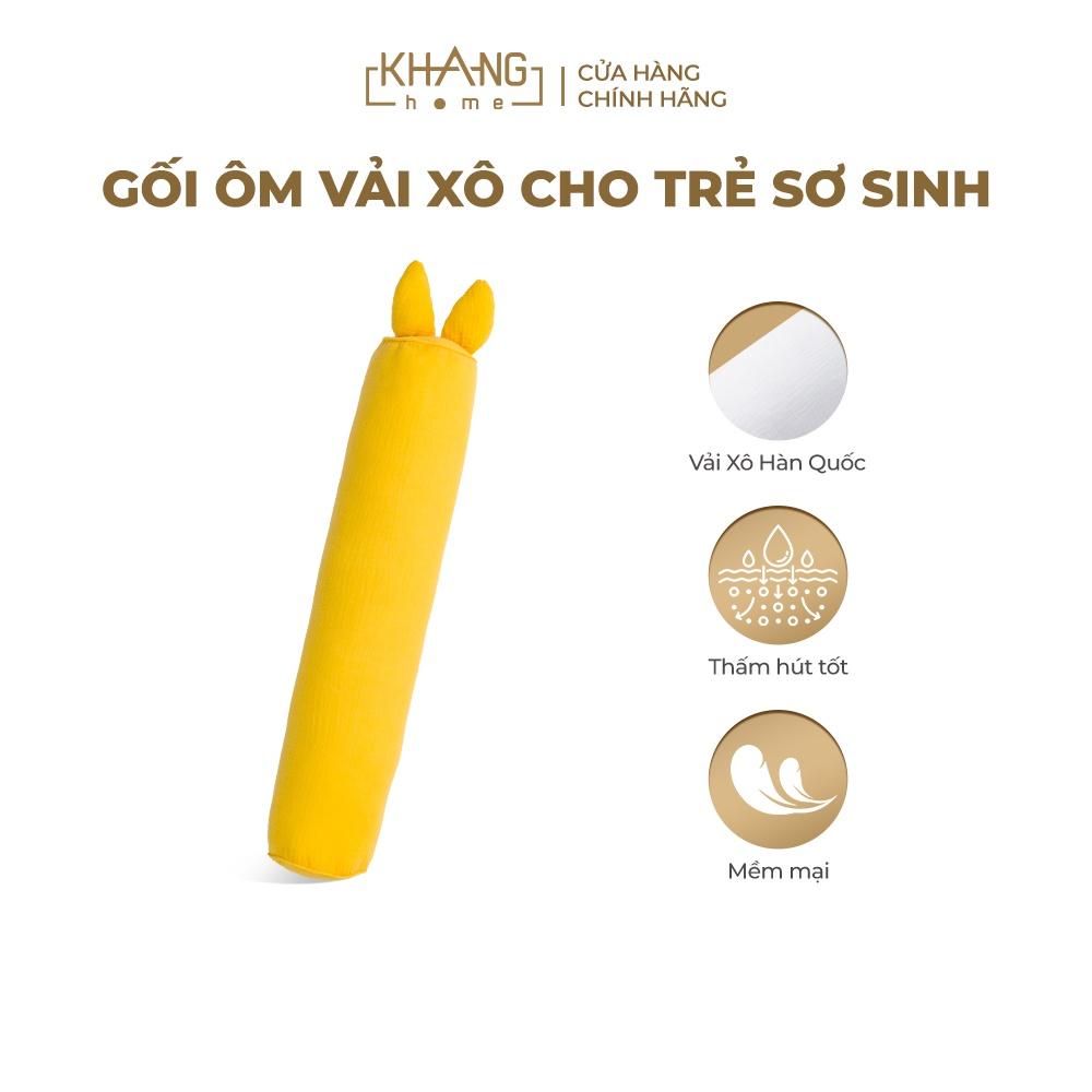 Gối Ôm Vải Xô Cho Trẻ Sơ Sinh Khang Home Thấm Hút Tốt 12x60cm