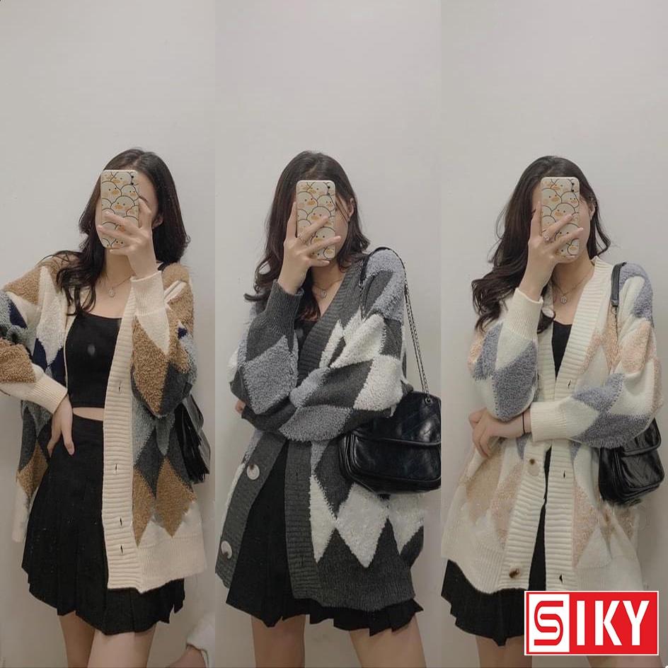 Áo cadigan len nữ SLIKY họa tiết trám nổi siêu dày dặn - KL11