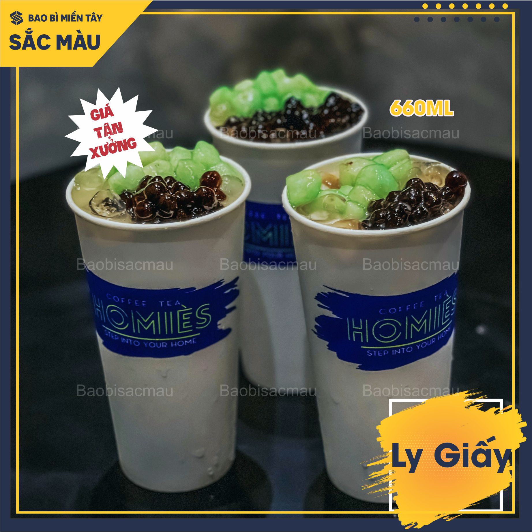 Sỉ 50 cốc giấy/ ly giấy trơn dung tích 360ML, 480ML và 660ML