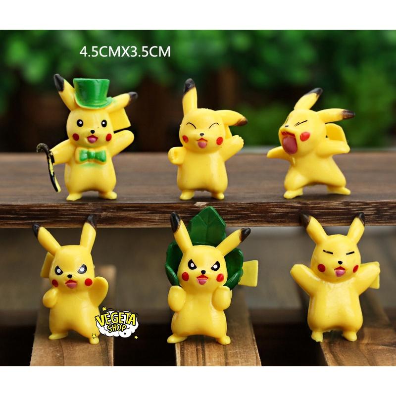 Mô hình Pikachu - Trọn bộ 6 mô hình Pikachu cây lá cực dễ thương - Cao khoảng 3 ~ 5.5cm