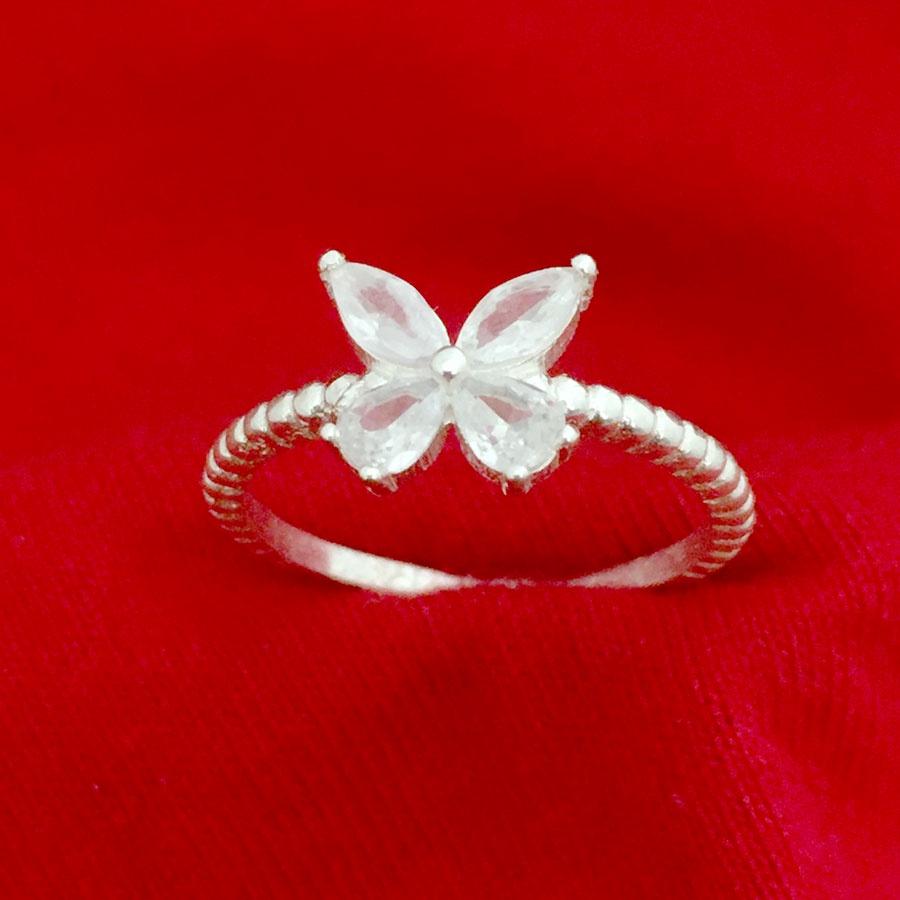 Nhẫn nữ Hồ Điệp cánh bướm gắn đá màu trắng phong cách cá tính 100% chất liệu bạc thật trAng sức Bạc Quang Thản
