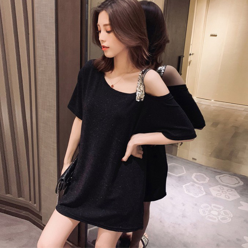 Áo Thun Giấu Quần Nhũ Kim Tuyến Trễ Vai Thời Trang Sành Điệu Siêu Xinh JD50