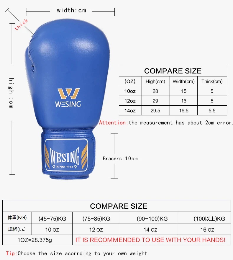 Găng Tay Wesing Microfiber Leather Xanh - Boxing/ MuayThai/ Kickboxing Training