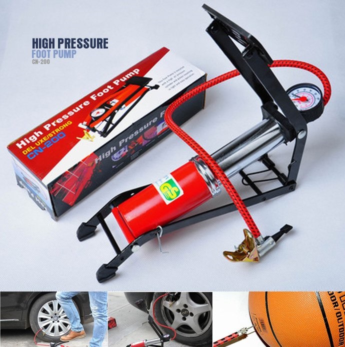 Dụng Cụ Bơm Hơi Dùng Chân High Pressure Tiện Lợi Chuyên Dùng Cho Xe Đạp, Xe Máy, Ô Tô