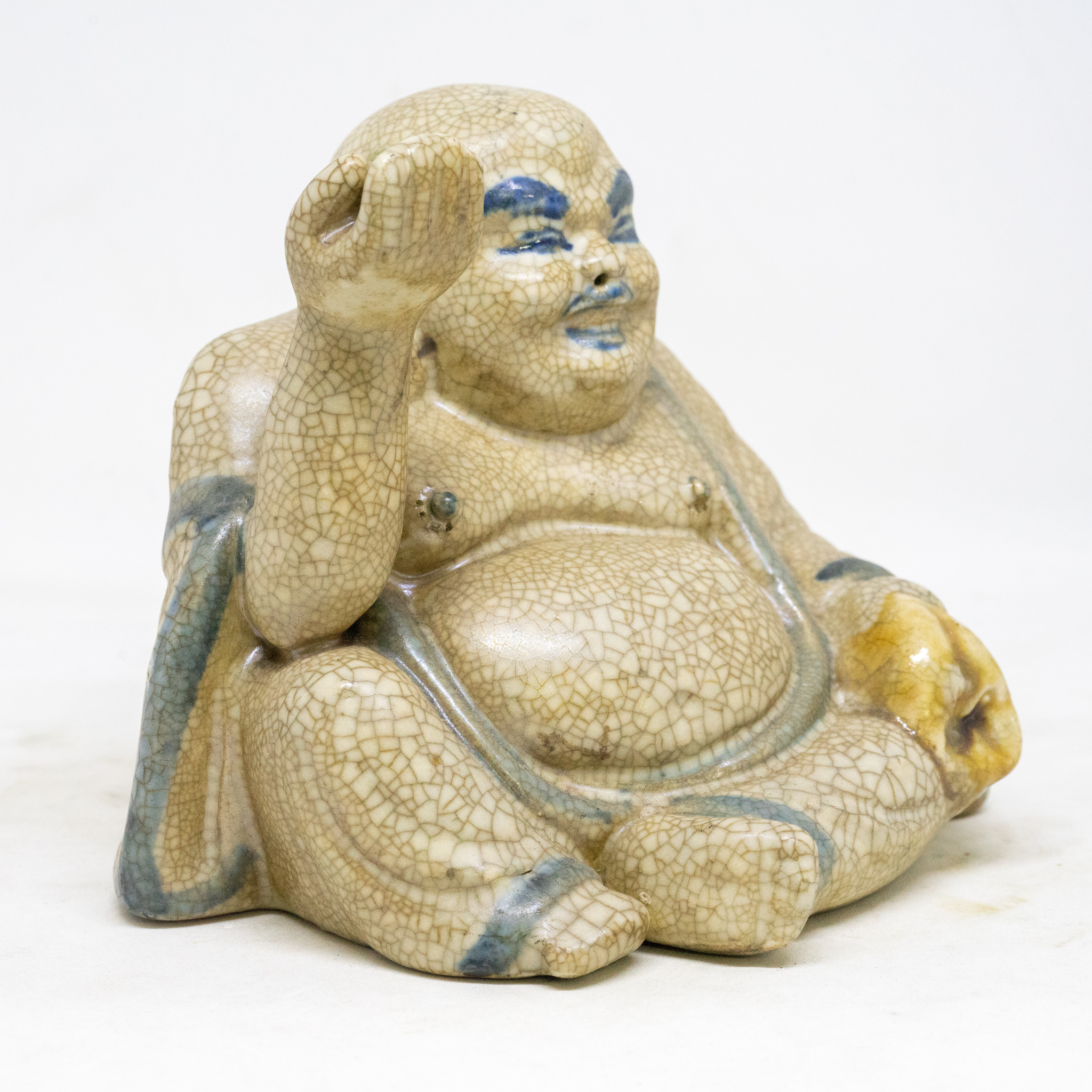 Tượng Phật Di Lặc ngồi bằng men rạn gốm sứ Bát Tràng