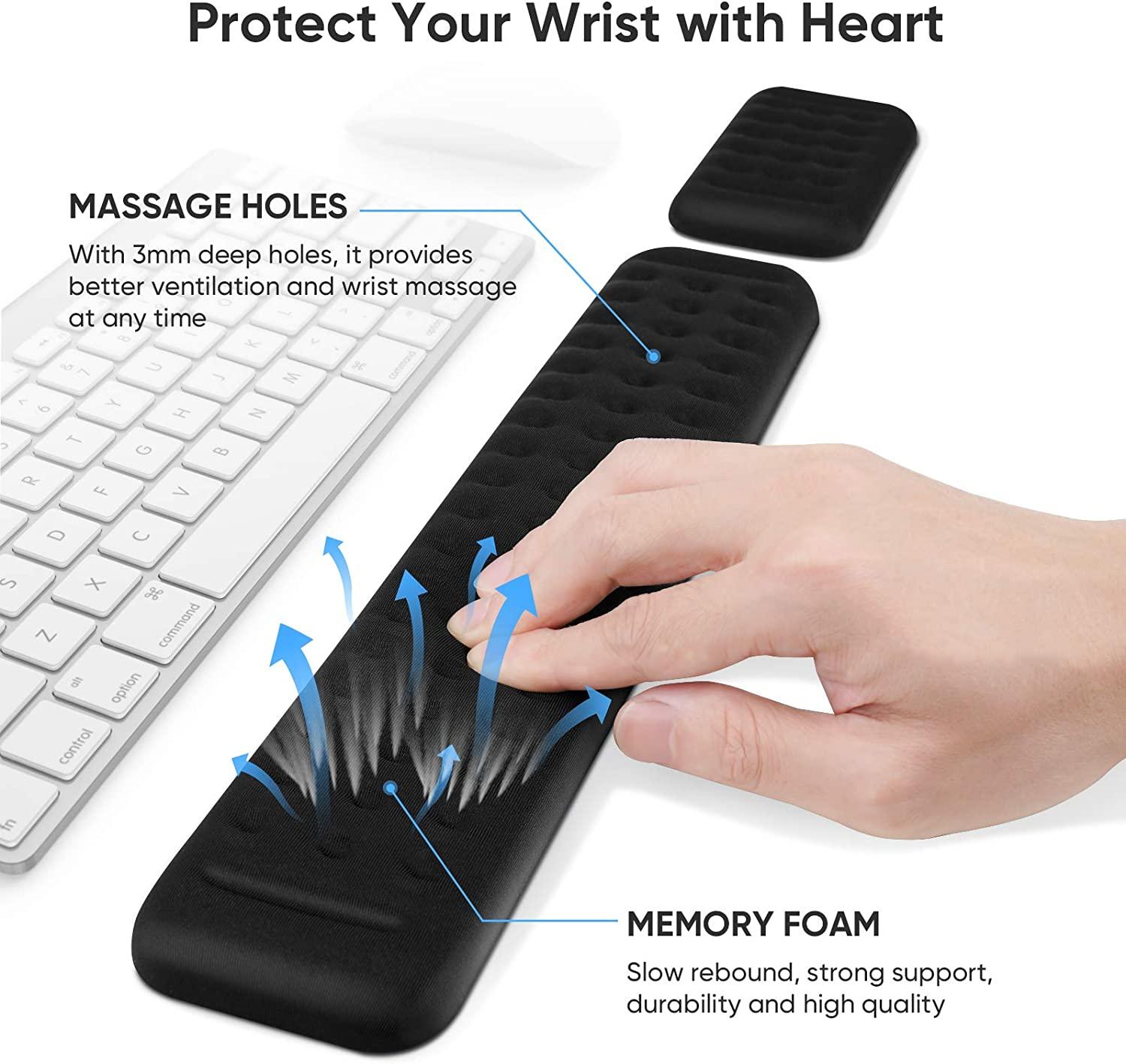 Bàn phím nghỉ ngơi cổ tay, Bộ kê cổ tay chuột Memory Foam, Bàn phím hỗ trợ bàn phím công thái học