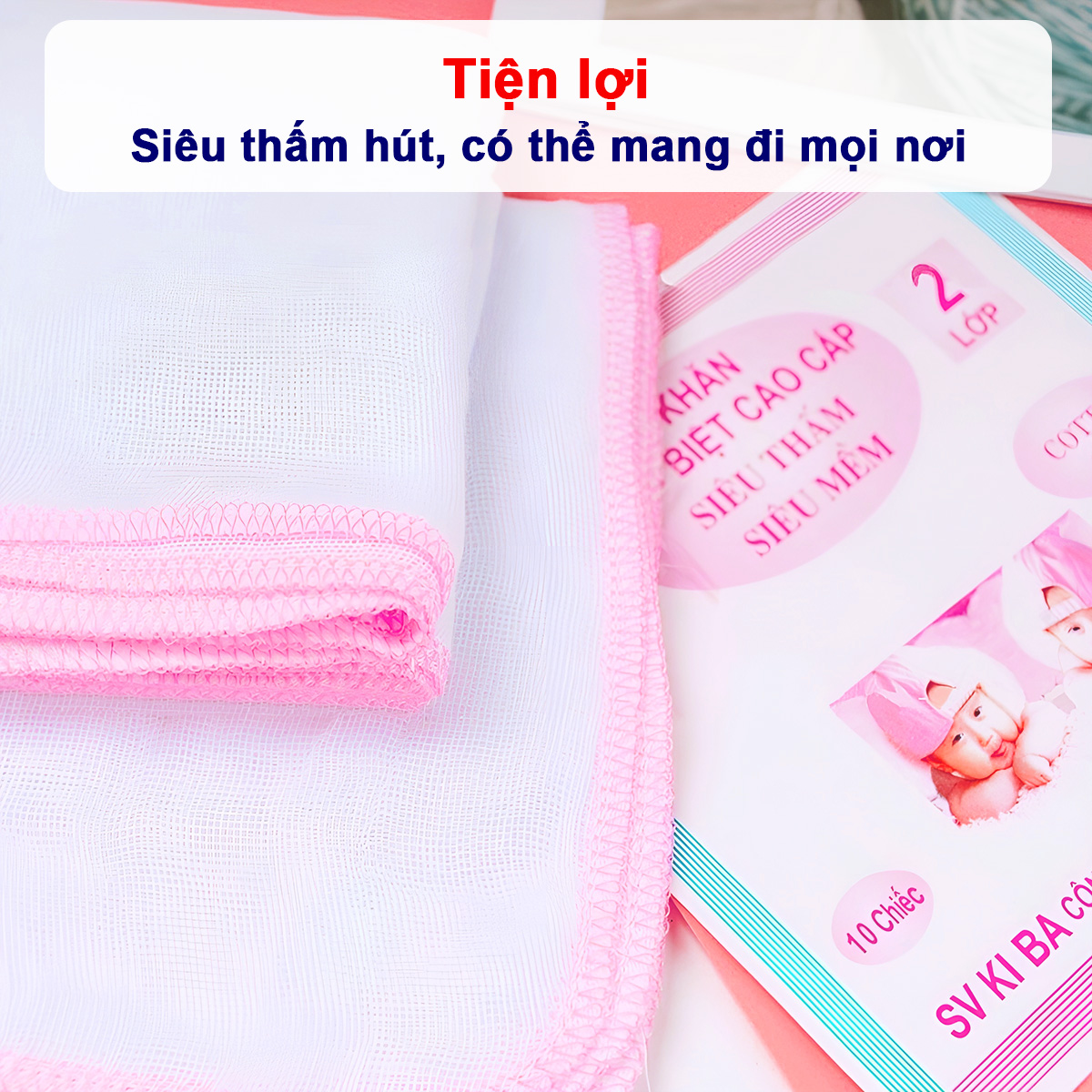 Khăn sữa cho bé Kiba siêu mềm siêu thấm 2 lớp, 3 lớp, 4 lớp kích thước 25x25cm – Set 10 khăn tiện lợi – KH005