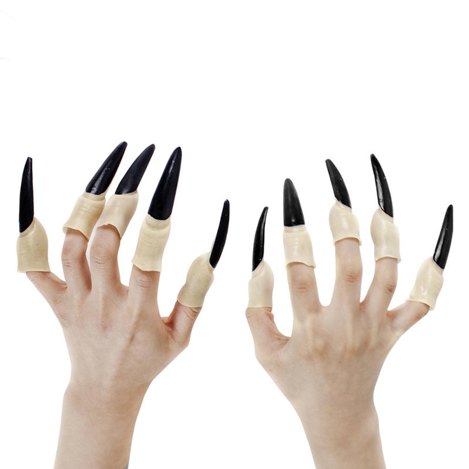 10PCS Fake , Scary Witch Fingers Zombie Finger Claws Zombie Nail Cover Halloween Costume Cosplay Accessories