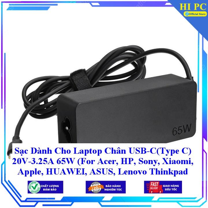 Sạc Dành Cho Laptop Chân USB-C(Type C) 20V-3.25A 65W ( For Acer HP Sony Xiaomi Apple HUAWEI ASUS Lenovo Thinkpad ) - Kèm Dây nguồn - Hàng Nhập Khẩu