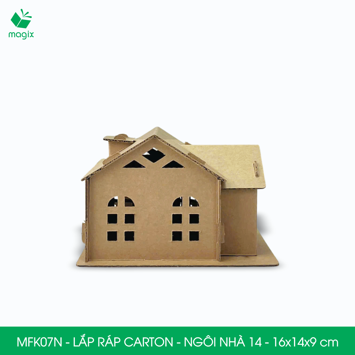MFK07N -16x14x9 cm - Mô hình ngôi nhà lắp ráp từ bìa carton cao cấp, nhà giấy carton mini sáng tạo