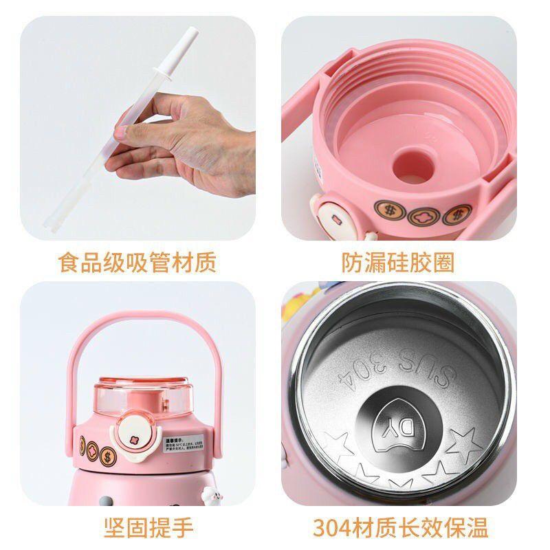 Bình giữ nhiệt 850 ml có ống hút tiện lợi tặng kèm sticker 2d xinh cute