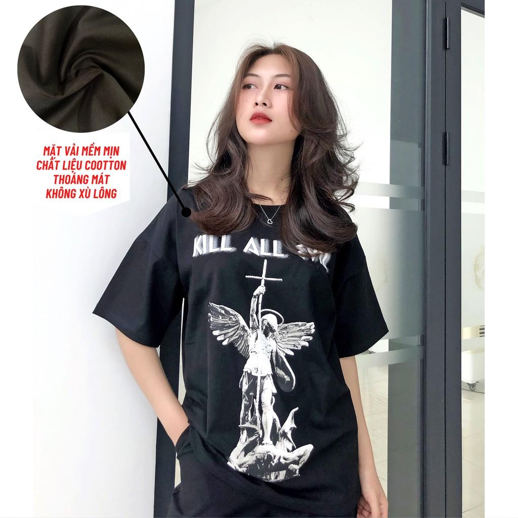 Áo thun form rộng in hình Thánh Michael phông tay lỡ Unisex nam nữ cotton tee oversize
