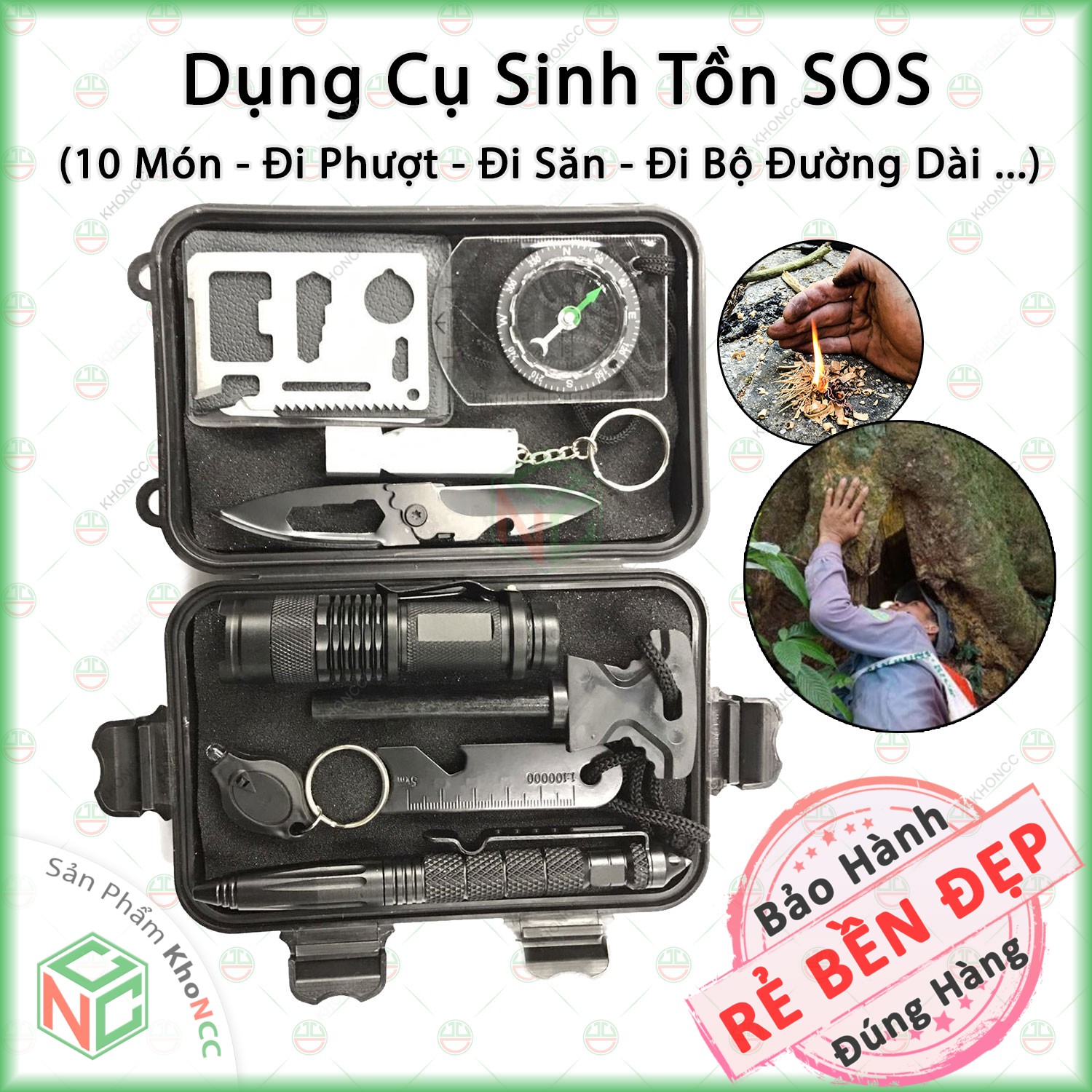 [An Toàn] Bộ Dụng Cụ Sinh Tồn SOS KhoNCC Hàng Chính Hãng - Bảo Vệ Sự Sống Lợi Ích Tuyệt Vời - KLM-DCSTSOS10M