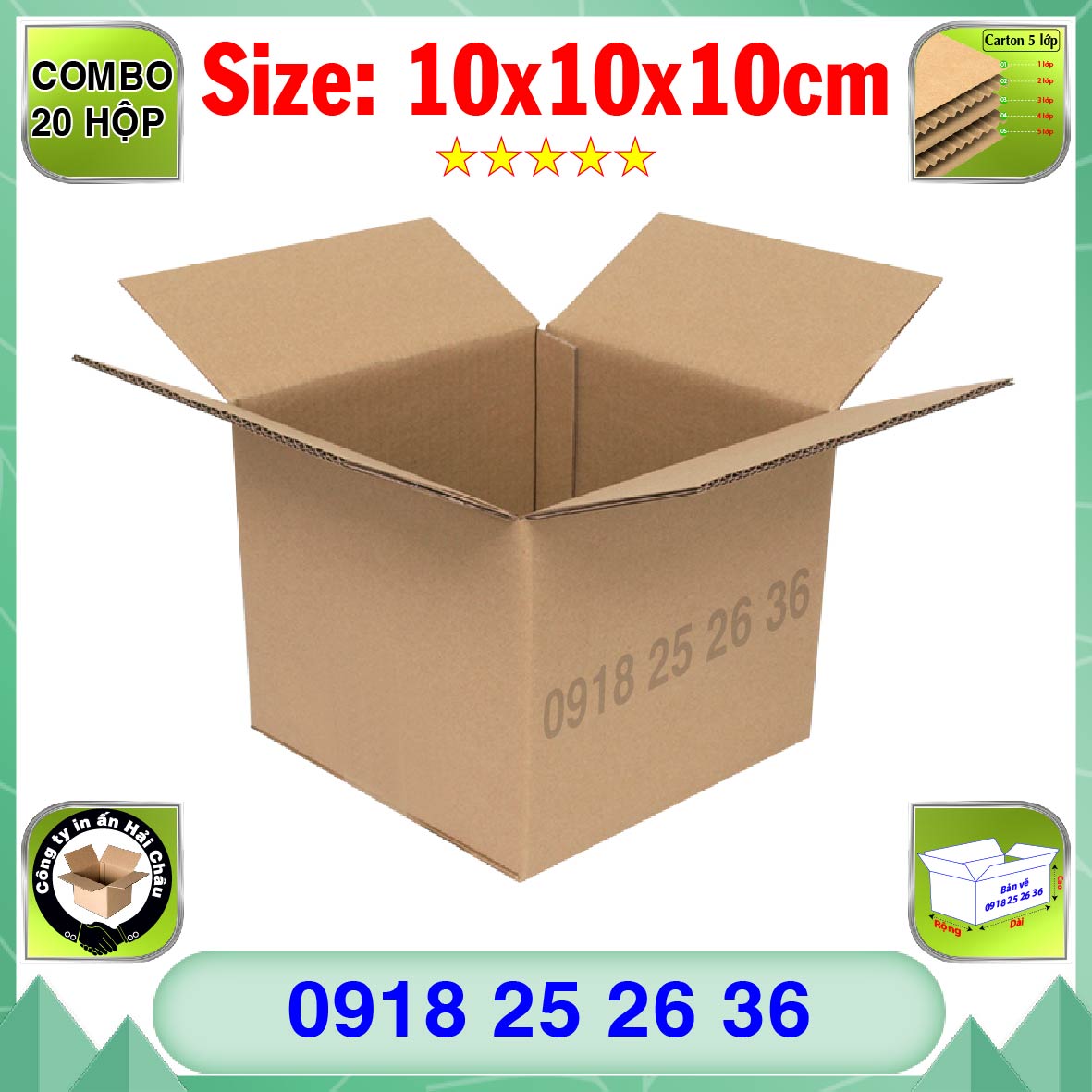 20 Hộp Carton, KT: 10x10x10cm, Hộp carton, Thùng carton, Hộp đóng hàng, Thùng đóng hàng, Hộp carton 3 lớp...