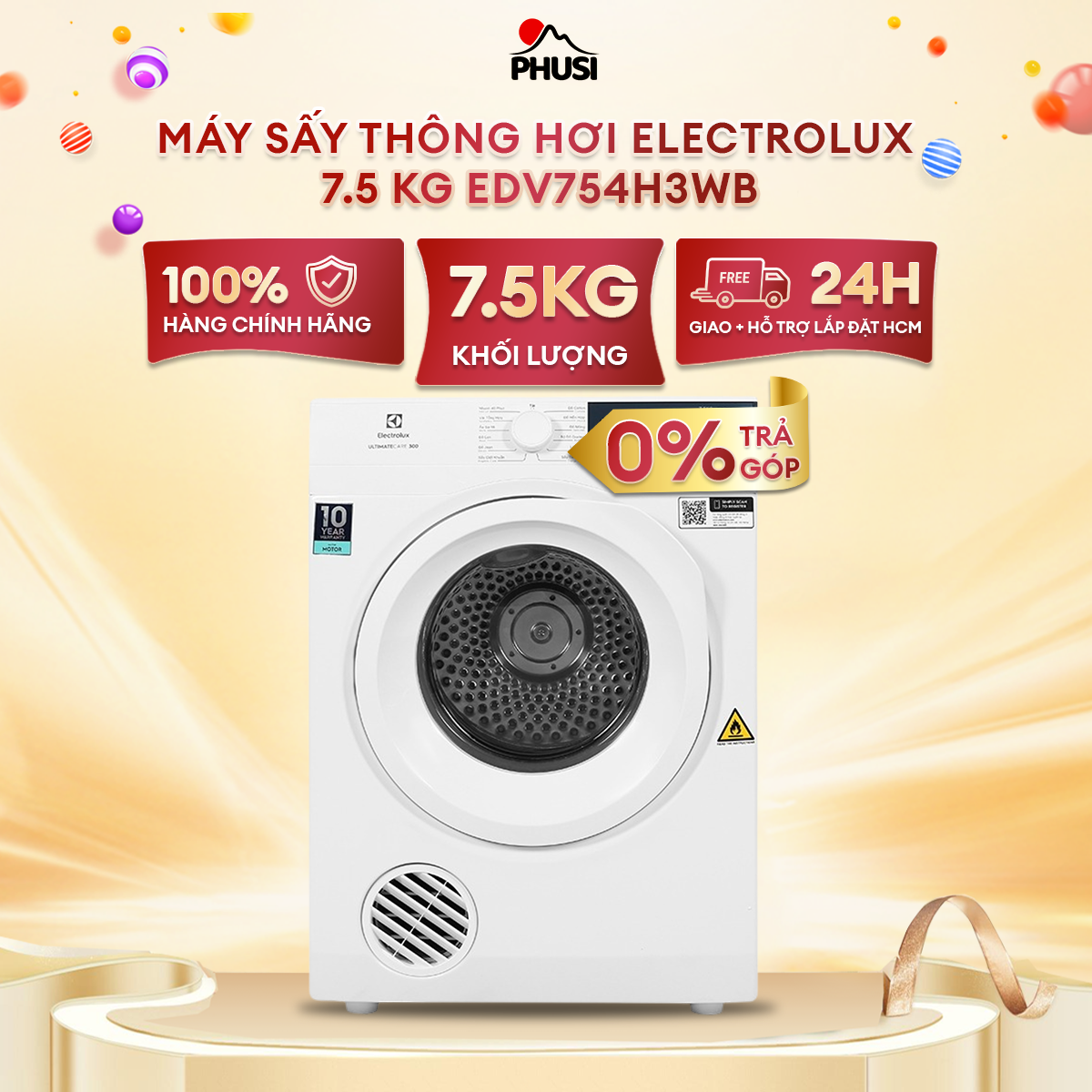 Máy sấy Electrolux 7.5 kg EDV754H3WB - Chỉ giao HCM