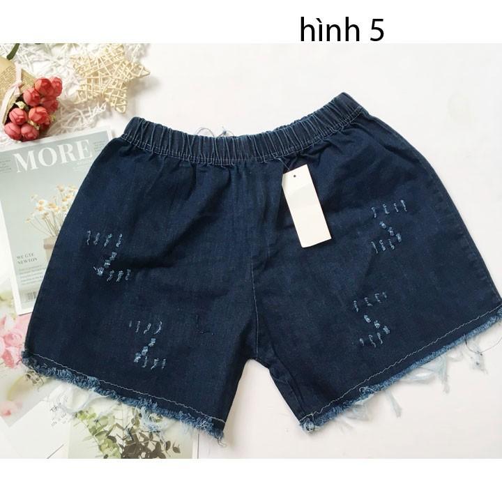 Quần đùi bé gái freesize từ 35-40kg quần short jean tua lai bầu wash rách - QG05