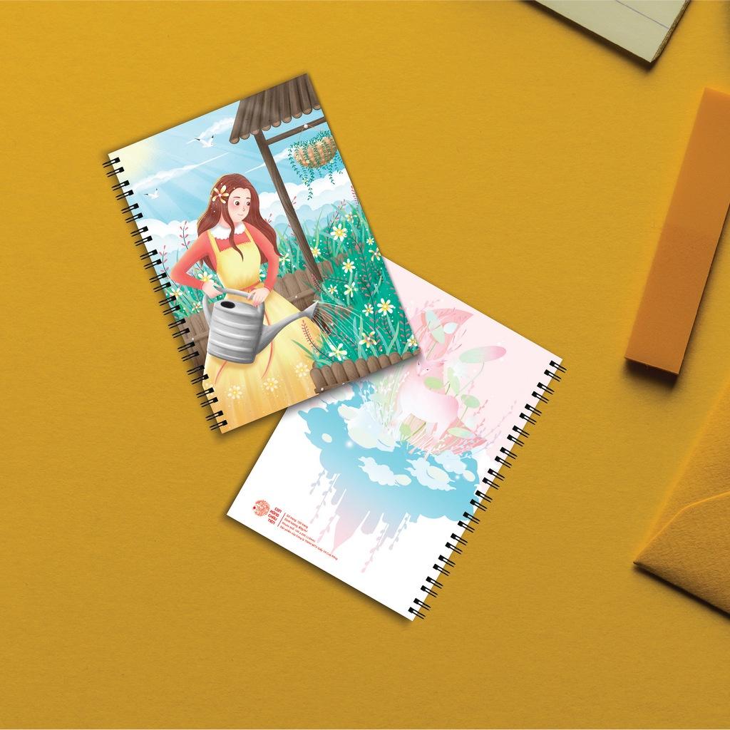 Sổ ghi chép lò xo A5 họa tiết Morning đáng yêu, giấy chất lượng cao - Giấy Vở Con Rồng