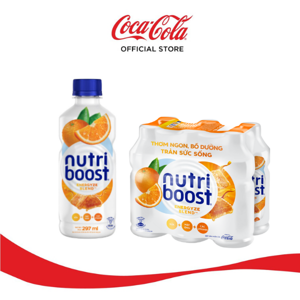 Lốc 6 Chai Thực phẩm bổ sung Nước uống sữa trái cây Nutriboost hương cam 297ml/Chai  Coca-Cola Official Store