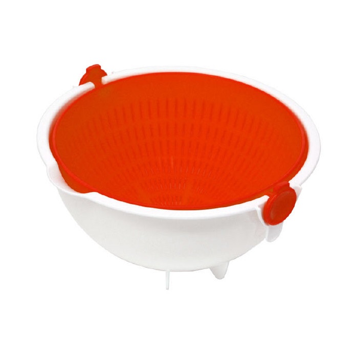 Rổ nhựa đa năng 2 lớp Kokubo, có thể quay 360 độ giúp rau củ ráo nước một cách nhanh chóng mà không bị dập nát hay rơi vãi ra ngoài - nội địa Nhật Bản