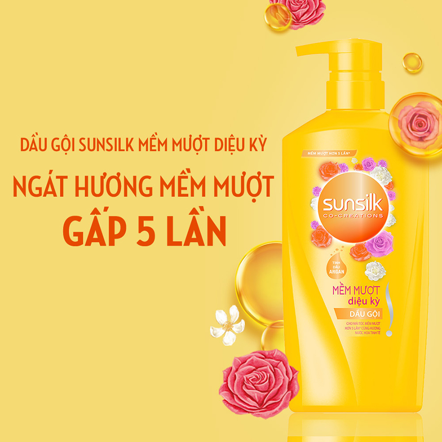 Dầu Gội 650Gr Sunsilk Mềm Mượt Diệu Kỳ Dành Cho Tóc Khô Xơ Tinh Dầu Argan Hiện Đại Giúp Tóc Ngát Hương & Mềm Mượt Gấp 5 Lần