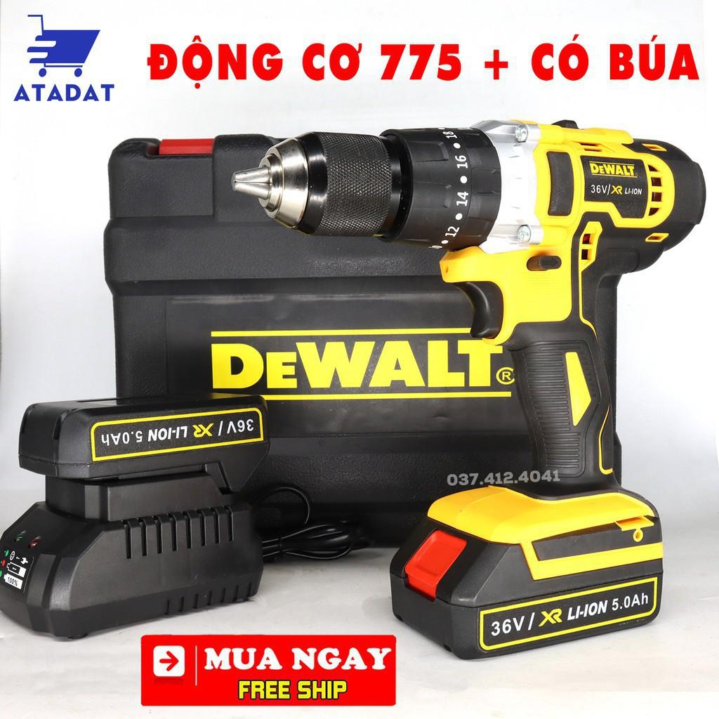 (FreeShip) Máy Khoan Pin DEWALT 36V - TẶNG MŨI KHOAN - Khoan bê tông, Đầu kẹp 13ly - Máy Bắt Vít Động cơ 775 - Lõi Đồng