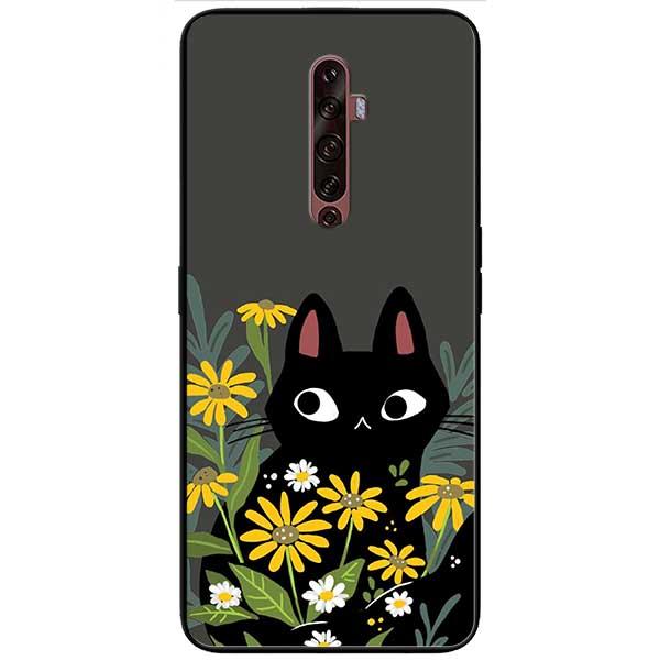 Ốp lưng dành cho Oppo Reno 2Z / 2F / 10X - Mèo Đen Hoa Vàng