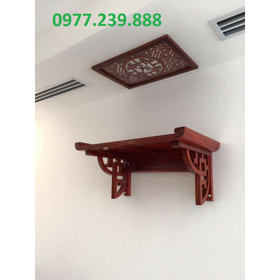 Bàn thờ treo chân hoa gỗ sồi 61cm kèm chữ, chắn khói