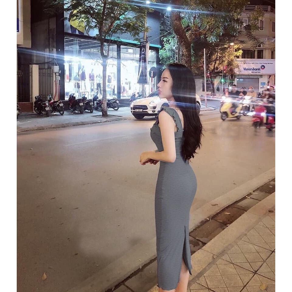 Đầm Body Bèo Vai Thun Gân