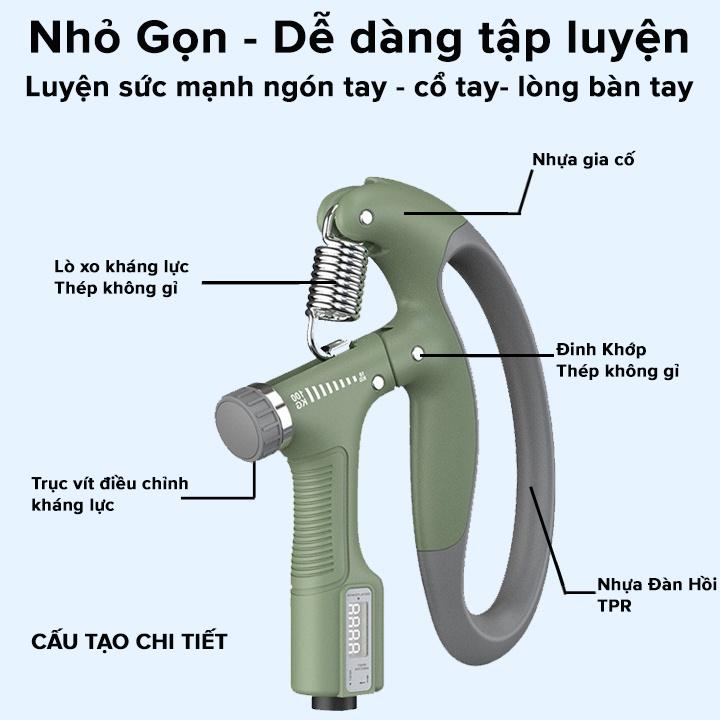 Màu Xanh Lá - Kìm Bóp Tay Pro Đếm Số Điện Tử Dụng Cụ Tập Gym Tập Cơ Bắp Cổ Tay Tại Nhà Chỉnh Lực 10-100kg Hãng Amalife